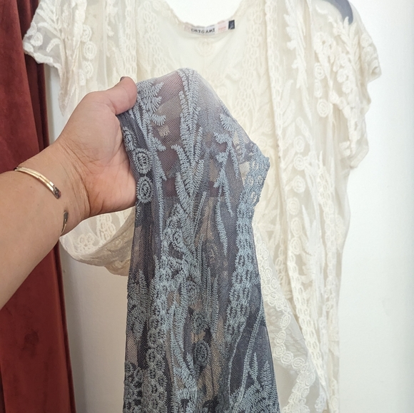 Origami - Ivory Grey Ombre Long Lace Duster - fits medium to large - Picture 4 of 4